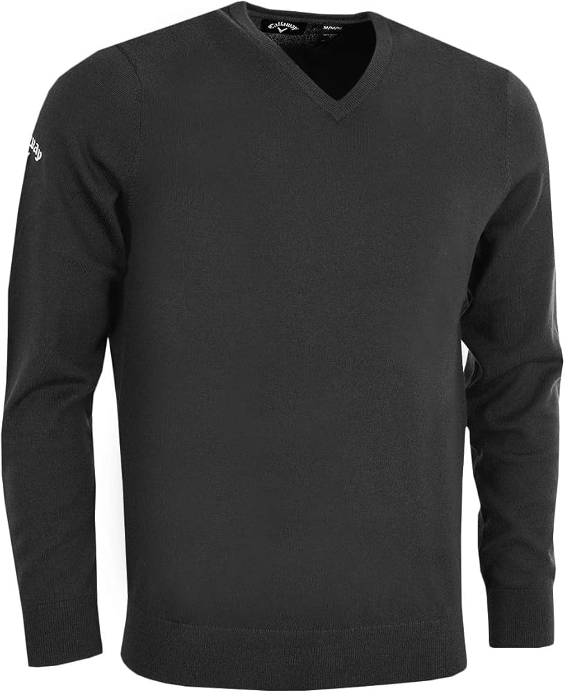 Amazon.com: Callaway Mens Ribbed V Neck Merino Sweater (M) (Black